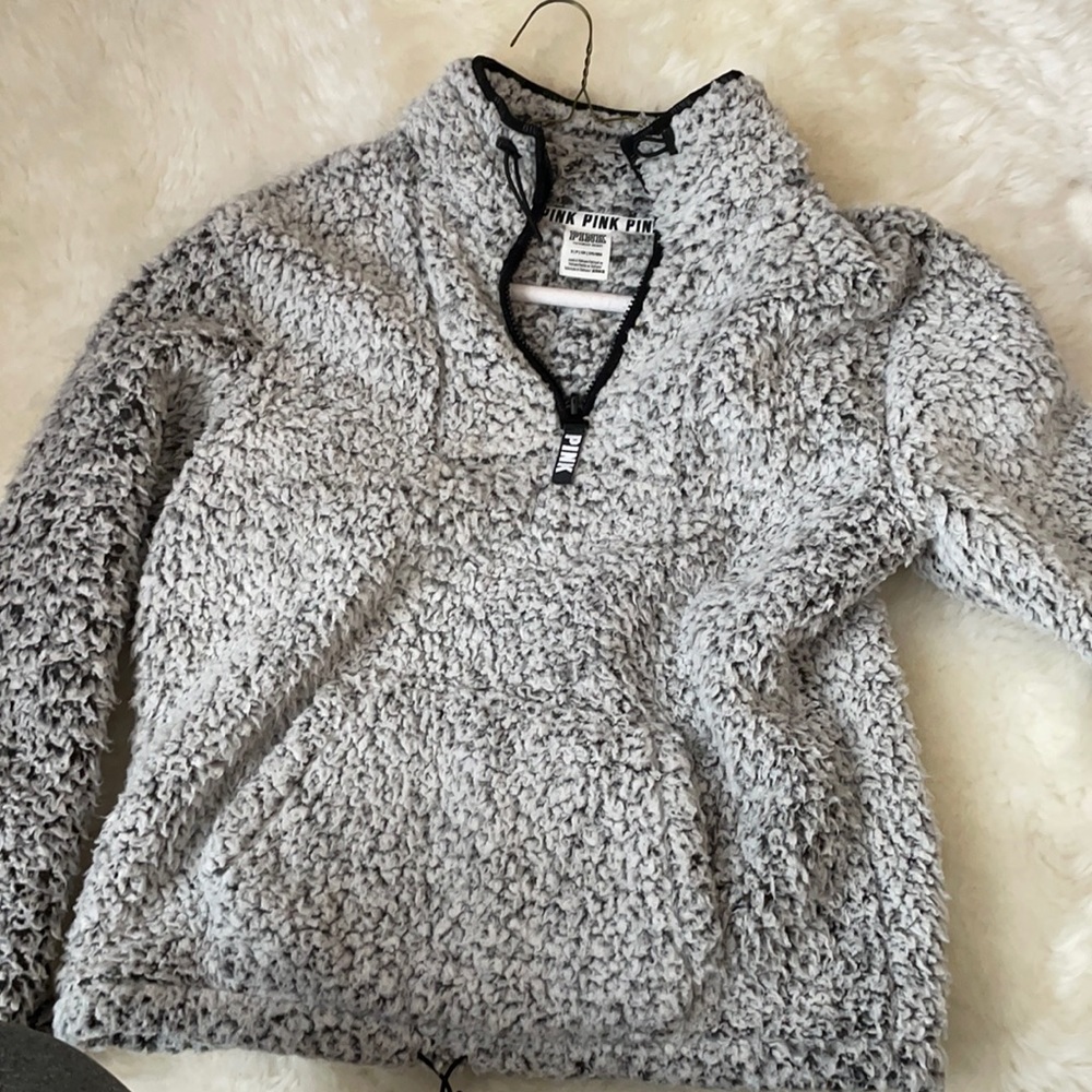 Pink quarter zip sherpa size S